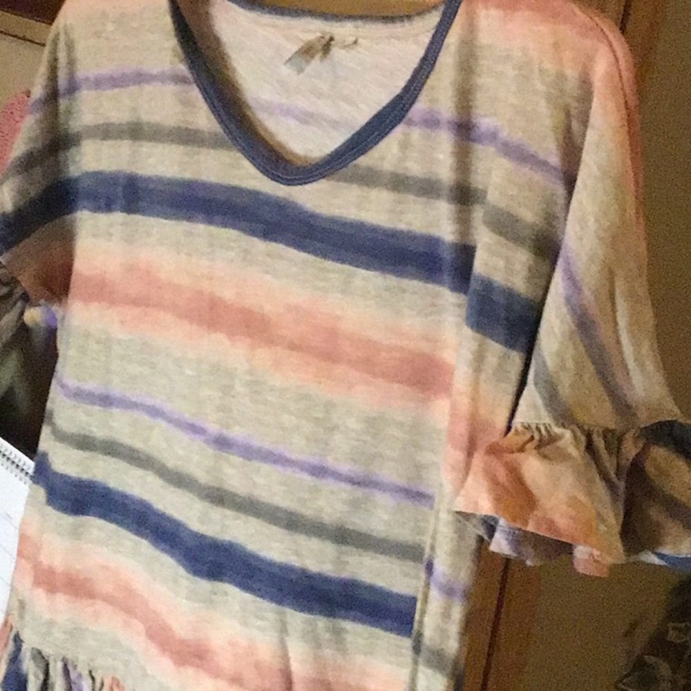 Striped Ruffle Hem Top - Picture 2 of 16